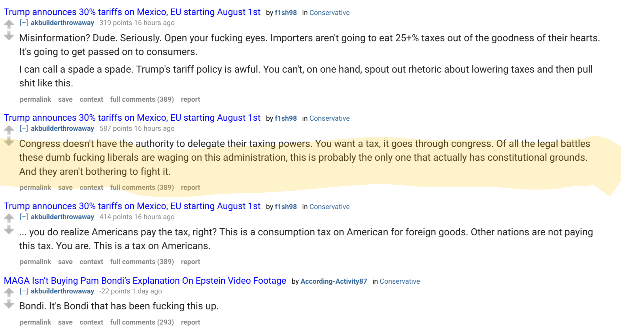 Congress doesn't have the authority to delegate their taxing powers. You want a tax, it goes through congress. Of all the legal battles these dumb fucking liberals are waging on this administration, this is probably the only one that actually has constitutional grounds. And they aren't bothering to fight it.