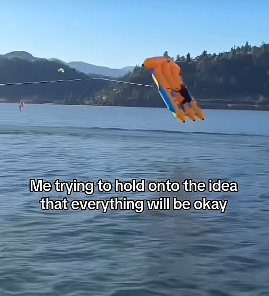 Me trying to hold onto the idea that everything will be okay (TikTok screenshot)